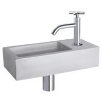 Fonteinset Differnz Ravo Beton 38.5x18.5x9 cm Licht Grijs Met Gebogen Kruis Kraan Chroom Differnz - thumbnail