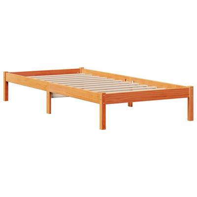 Bed met boekenkast zonder matras grenenhout wasbruin 100x200 cm