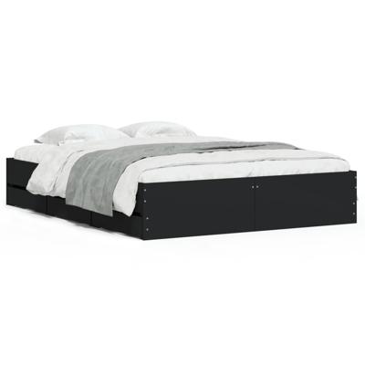 Bedframe met lades bewerkt hout zwart 150x200 cm