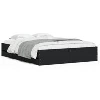 Bedframe met lades bewerkt hout zwart 150x200 cm - thumbnail
