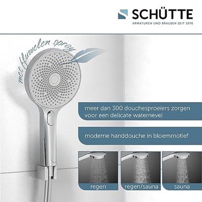 Schutte SAMOA RAIN douchesysteem met thermostatisch planchet | chroom-licht grijs
 - 60570 60570 - thumbnail