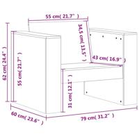 2-delige Loungeset massief grenenhout wit - thumbnail