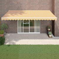 Luifel uittrekbaar 5x3 m stof en aluminium geel en wit - thumbnail