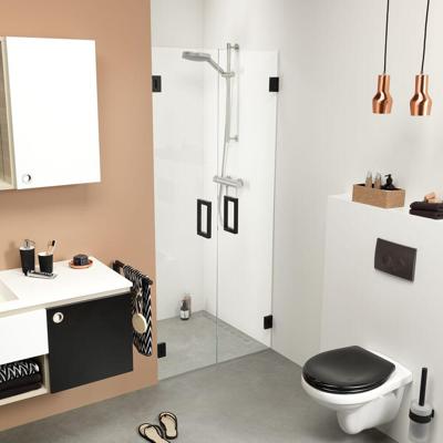 Nisdeur by Sealskin &apos;i AM&apos; 80x200 cm Pendeldeuren Mat Zwart Helder Glas Antikalk