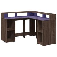 Bureau met LED-verlichting 130x130x91 cm hout bruin eikenkleur - thumbnail