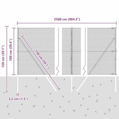 VidaXL Afrasteringspaal groen 25 x 1 m (12 x 12 mm gaas) staal