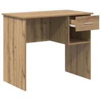 Bureau artisanaal eikenkleurig 90 x 49.5 x 75 cm Bewerkt hout - thumbnail