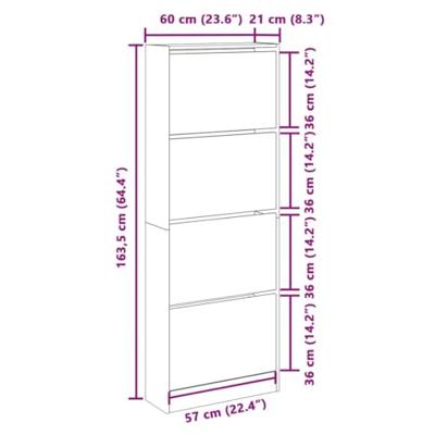 Schoenenkast 60x21x163,5 cm bewerkt hout wit Schoenenkast 60x21x163,5 cm bewerkt hout wit