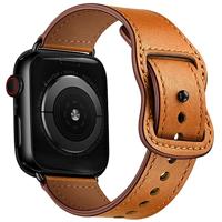 Leren bandje dubbele lus - Bruin - Geschikt voor Apple Watch 38mm / 40mm / 41mm / 42mm - thumbnail