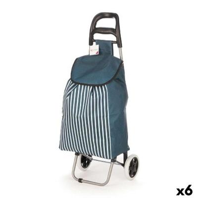 Winkelwagen Kinvara Blauw Wit 33 L 35,5 x 28 x 94 cm Strepen (6 Stuks)