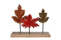 Sculptuur Leaves bruin/groen mango/metaal - thumbnail