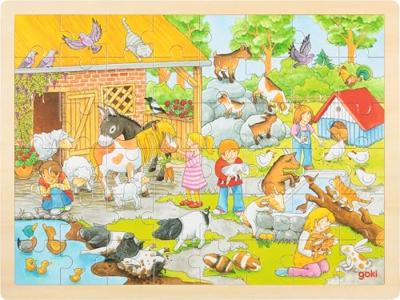 Goki houten legpuzzel kinderboerderij, 48st.
