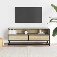 Tv-meubel 100x34,5x40cm bewerkt hout metaal sonoma eikenkleurig - thumbnail