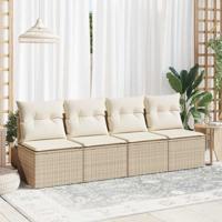 2-delige Loungeset met kussens poly rattan acacia beige - thumbnail