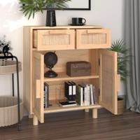 Dressoir 60x30x75 cm massief grenenhout en rattan bruin - thumbnail