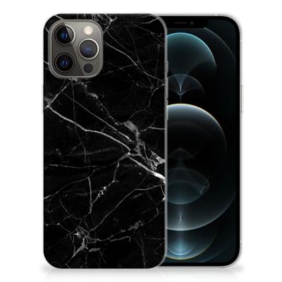 iPhone 12 Pro Max | TPU | Siliconen hoesje | Marmer Zwart - Origineel Cadeau Vader