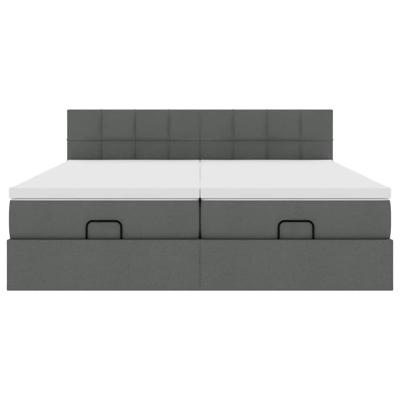 Ottoman bed met matrassen 160x200cm stof donkergrijs