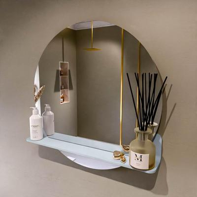 MONDIAZ SPOT spiegel rond 70cm met Spiegelplanchet kleur Clay.