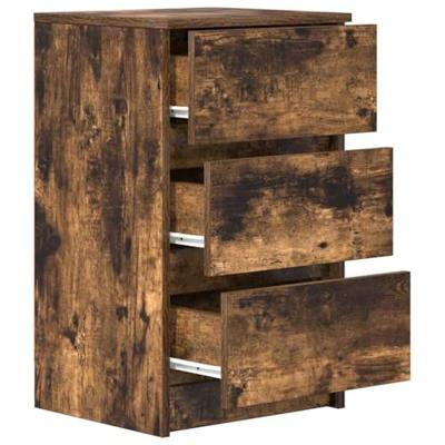 Nachtkastjes met 3 lades 2 st 39x35x65 cm gerookt eikenkleurig