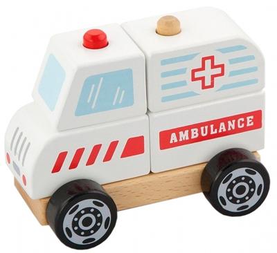 VIGA houten stapelbare ambulance speelgoed, ambulance, afm 13x10x8 cm, 1 stuk VIGA houten stapelbare ambulance speelgoed, ambulance, afm 13x10x8 cm, 1 stuk