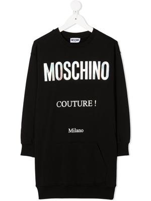 Moschino Kids logo-print sweatshirt dress - Black