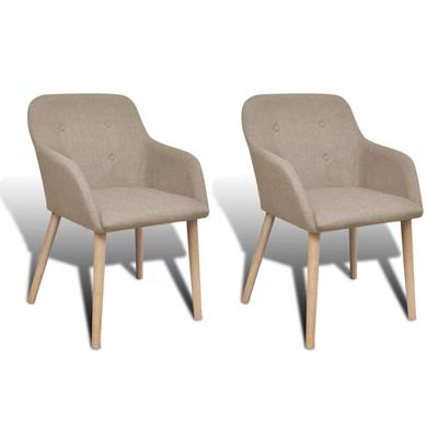 VidaXL Eetkamerstoelen 2 st stof en massief eikenhout beige