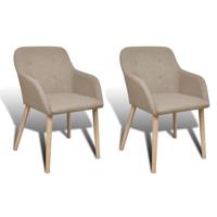 Eetkamerstoelen 2 st stof en massief eikenhout beige - thumbnail