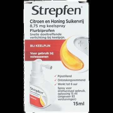 Strepfen Citroen en Honing Suikervrij 8,75mg Keelspray