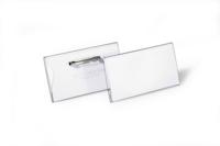 Badge Durable 8001 met speld en klemrand 40x75mm | 100 stuks - thumbnail