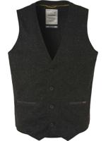 Gilet, knitted melange with neps black - thumbnail