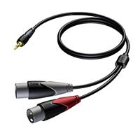 Procab CLA712/3 verloopkabel 1x Mini-jack naar 2x XLR male 3m - thumbnail