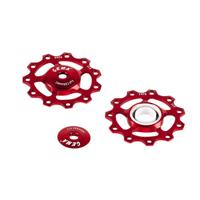 CEMA derailleurwieltjes full keramisch 9/10/11v alu rood - thumbnail