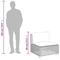 6-delige Loungeset met kussens poly rattan zwart - thumbnail