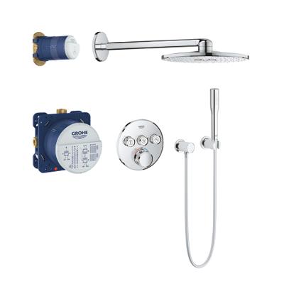 Grohe Grohtherm SmartControl doucheset rond met SmartBox hoofddouche, handdouche chroom en thermostaatkraan