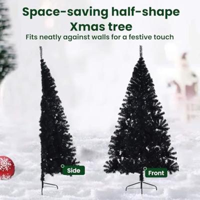 VidaXL Kunstmatig voorverlicht kerstboom met 300 led zwart 180 cm pvc