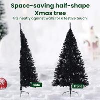 VidaXL Kunstmatig voorverlicht kerstboom met 300 led zwart 180 cm pvc - thumbnail