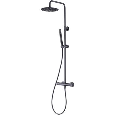 Thermostatische Regendoucheset - Leoni Rimbo - 20cm - Ronde Hoofddouche - Staafhanddouche - RVS - PVD - Gunmetal Grijs
