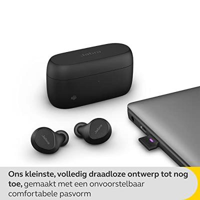 Jabra Evolve2 Buds In Ear oordopjes Bluetooth Stereo Zwart Ruisonderdrukking (microfoon), Noise Cancelling Oplaadbox, Microfoon uitschakelbaar (mute), Inductie