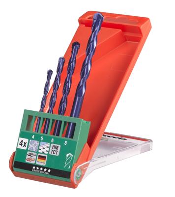 kwb 51300 Chroom-Molybdeen-staal Steen-spiraalboorset 4-delig 4 mm, 5 mm, 6 mm, 8 mm Cilinderschacht 4 stuk(s)