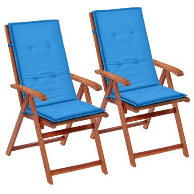 VidaXL Tuinstoelkussens 2 st hoge rug 120x50x3 cm stof blauw VidaXL Tuinstoelkussens 2 st hoge rug 120x50x3 cm stof blauw