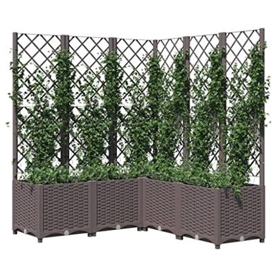 VidaXL Plantenbak met latwerk 120x120x136 cm polypropeen bruin VidaXL Plantenbak met latwerk 120x120x136 cm polypropeen bruin