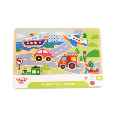 Tooky Toy Voertuigen Muziekpuzzel - Houten Geluidspuzzel