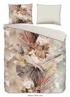 Descanso Dekbedovertrek "bladeren en een papegaai" - Zand - (240x200/220 cm) - Biologisch Katoen satijn - thumbnail