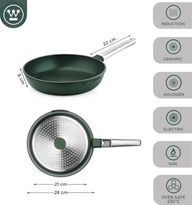 Westinghouse Performance Series Koekenpan Inductie 28cm - Oven Geschikt - Groen