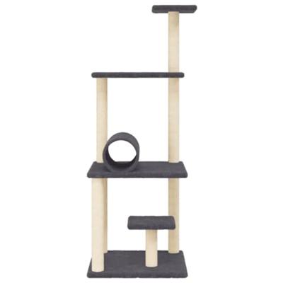 Kattenmeubel met sisal krabpalen 136 cm donkergrijs - thumbnail