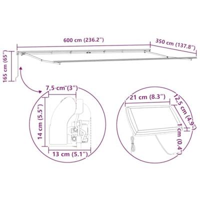 Inklapbare Luifel Oranje en bruin 600 × 350 cm Oranje en bruin