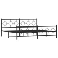 Bedframe met hoofd- en voeteneinde metaal zwart 200x200 cm - thumbnail