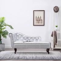 VidaXL Chaise longue kunstleer zilverkleurig - thumbnail