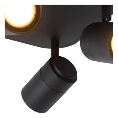 Lucide LENNERT - Plafondspot Badkamer - LED Dimb. - GU10 - 4x5W 3000K - IP44 - Zwart