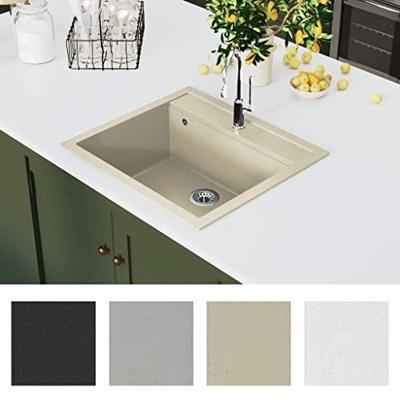 VidaXL Gootsteen enkele bak graniet beige